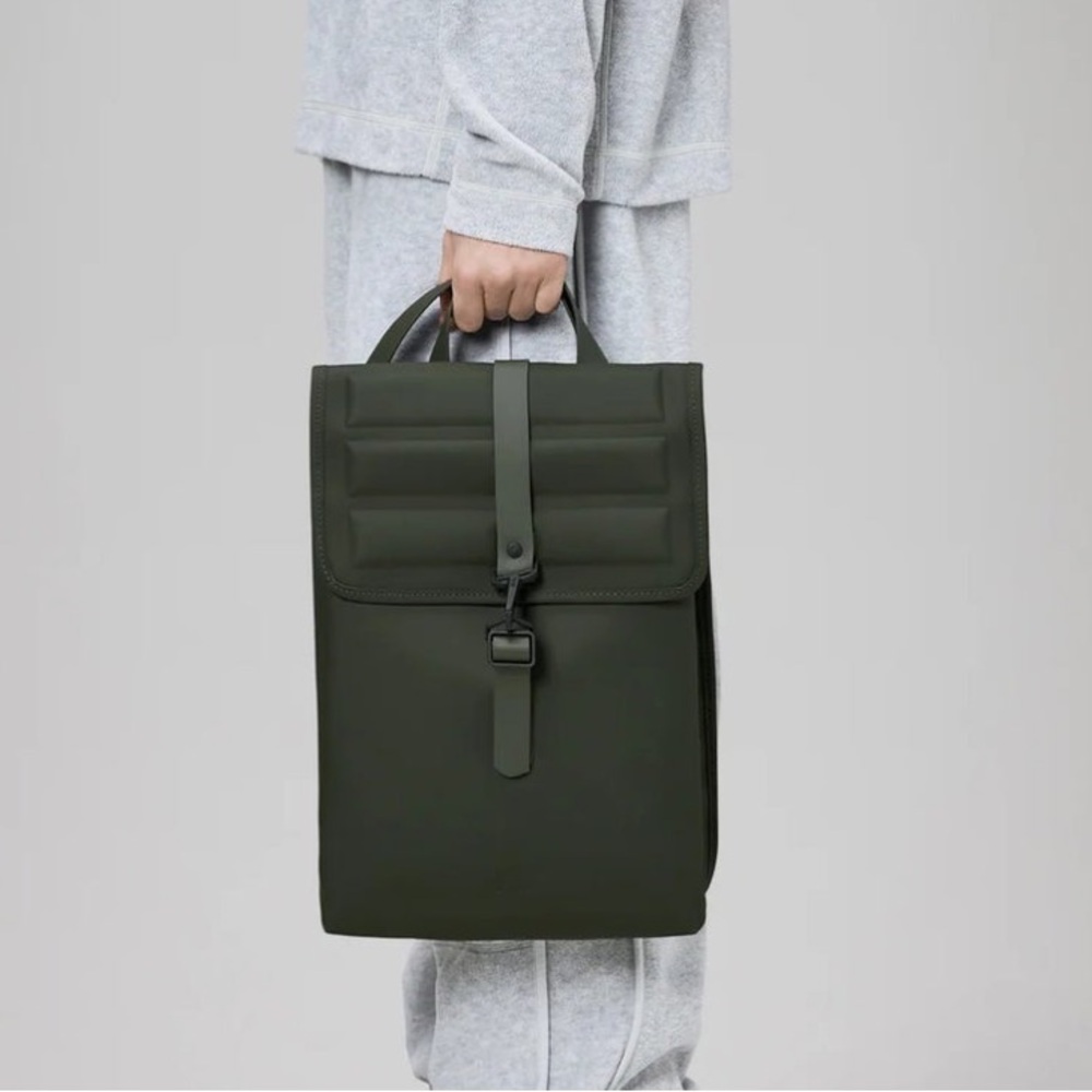 Rains Green Urban Backpack Minimalist Design Backpack / Rucksack - Picture 2 of 13
